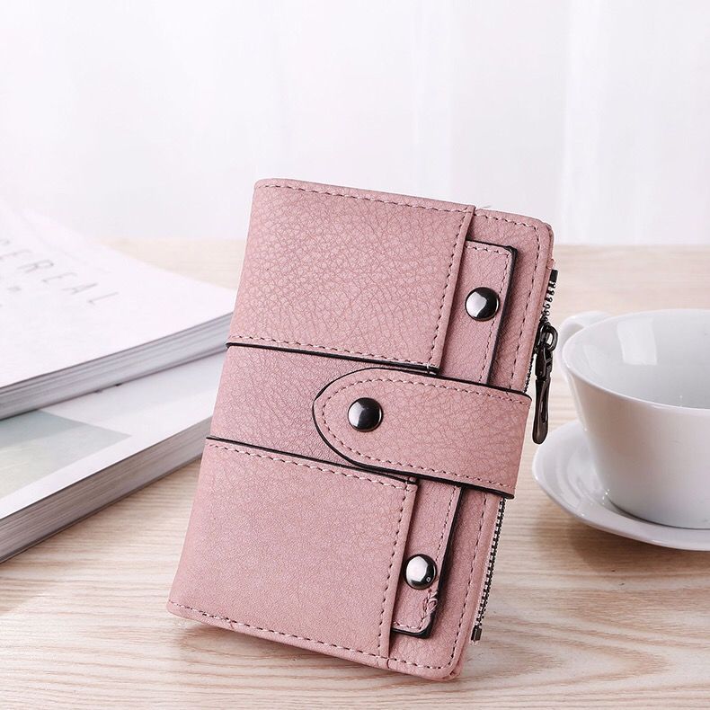 Cartera corta de mujer 2022 nuevo estilo coreano de moda remache billetera de estudiante billetera multifuncional esmerilada retro personalizada para mujeres