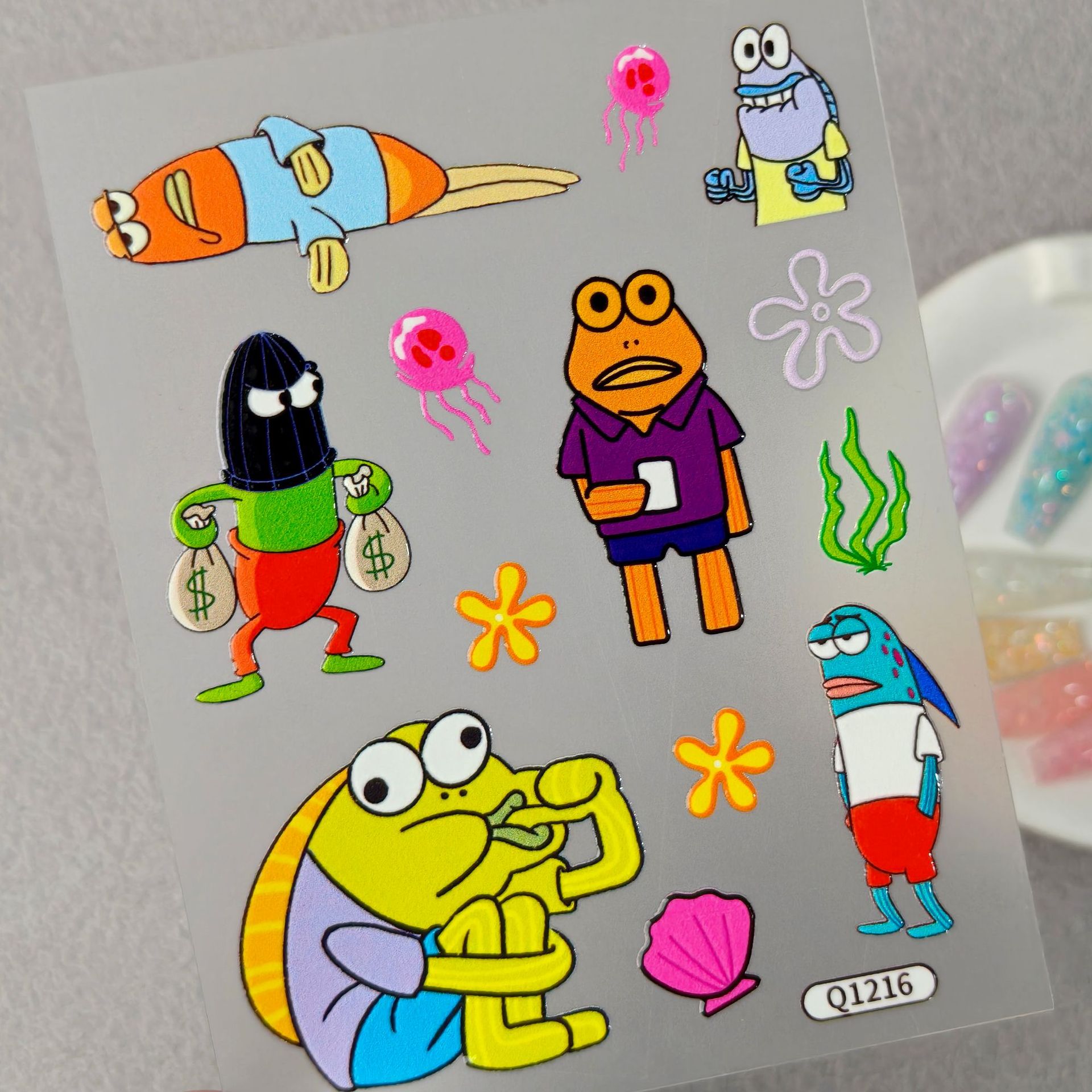 Linda pegatina de vaso de agua de Bob Esponja impermeable facción Big Star cangrejo dueño de hervidor de agua pegatina en relieve modelo q