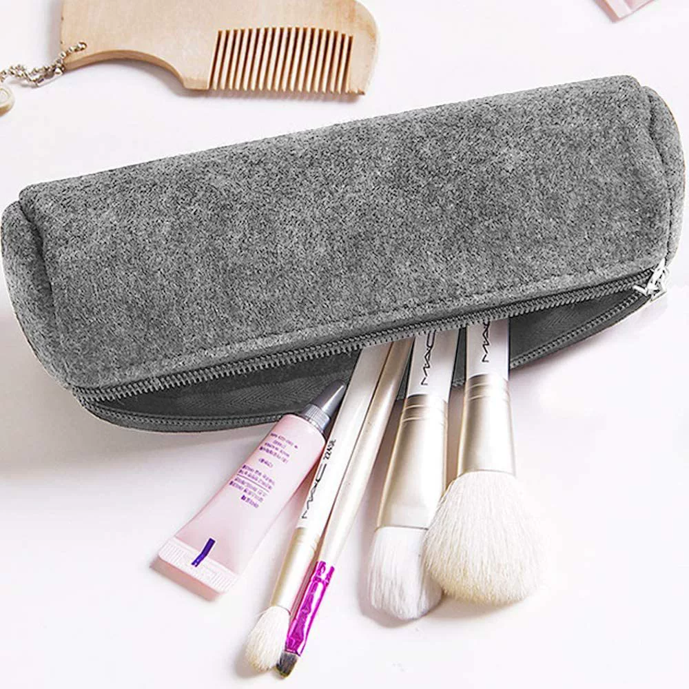 Сплошной цвет грязеотталкивающий войлочный пенал для школьников Канцелярский пенал Простой портативный пенал для хранения канцелярских принадлежностей Войлочный пенал