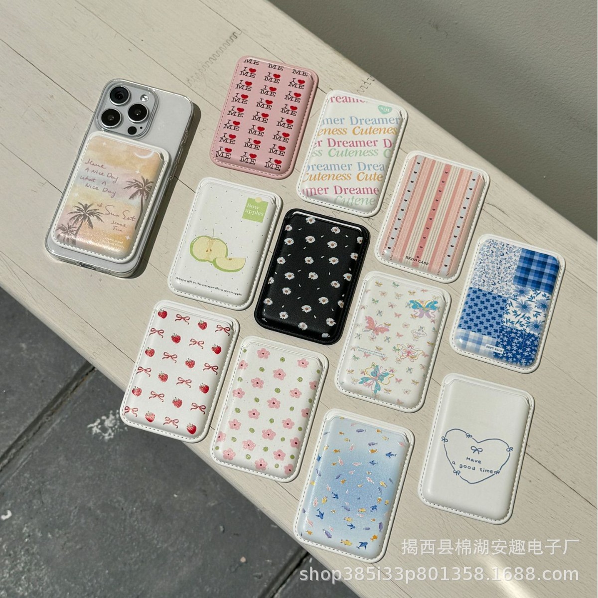 韩系适用iPhone16磁吸卡套少女三丽鸥Magsafe背贴皮革卡包手机壳