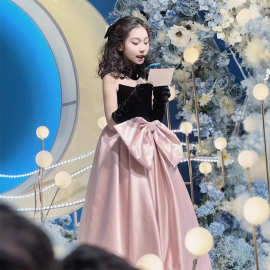 粉色女童礼服2026新款儿童生日公主裙小主持人女孩钢琴演出服