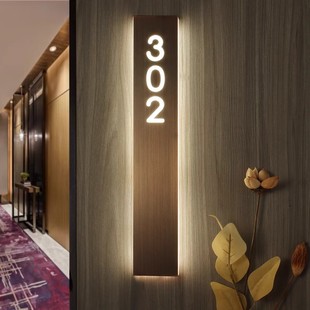 Stainless steel luminous doorplate signage high-end hotel box doorplate luxury hotel room number plate creative