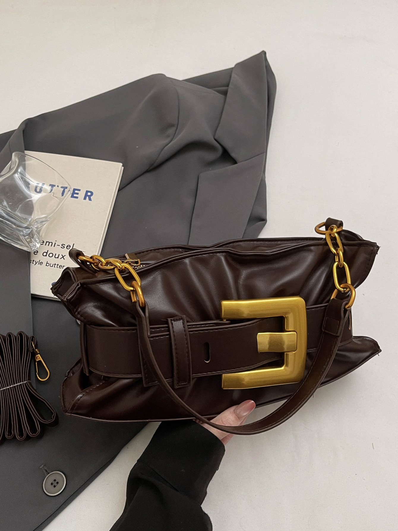 Bolso de tendencia transfronteriza de comercio exterior para mujeres 2026 nuevo bolso de textura de pulpa, bolso de lujo ligero, bolso de hombro dulce de una sola mujer