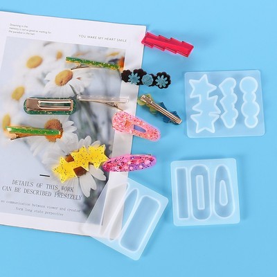 diy水晶滴胶发夹硅胶模具制作头花发夹吊坠耳环硅胶模具