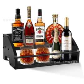 木质威士忌洋酒置物架杯子卧室客厅绿植厨房调味料阶梯式整理架