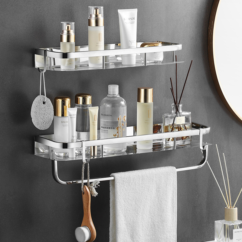 Stainless Steel Bathroom Multi-layer Storage Rack Towel Rack Wall Hanging Storage Rack with Hook Kitchen Drain Tray