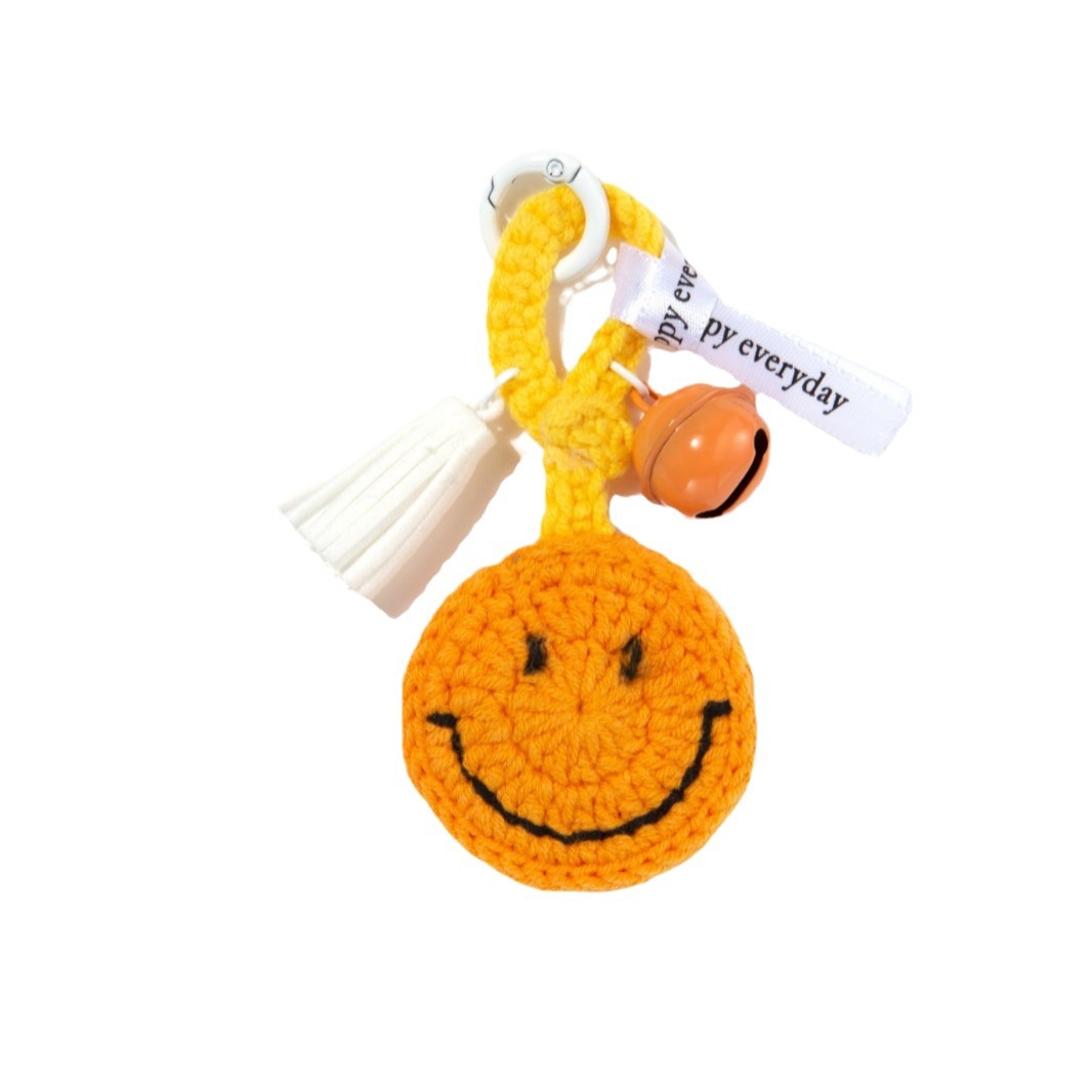 Estilo elegante GD cara sonriente sonrisa hecho a mano de lana colgante llavero bolsa decorativa dopamina accesorios producto terminado