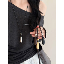 极简主义_水滴吊坠项链女2025新款高级感长款毛衣链小众装饰配饰