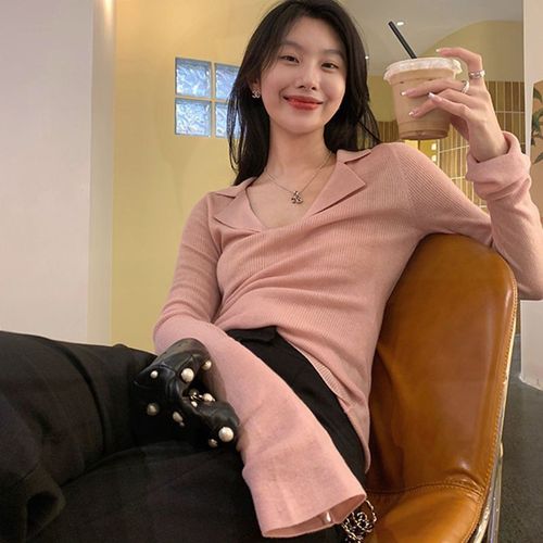 Early Autumn Polo Collar Knit Base Shirt Women's Innerwear Early Autumn Pure Desire Design Sense Base Sweater Top