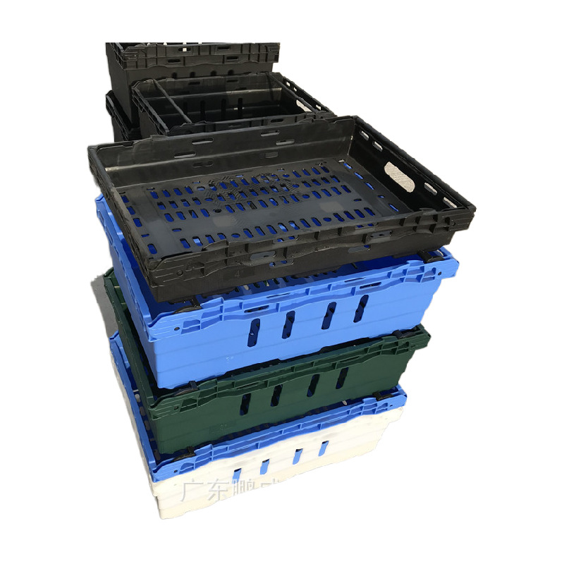 3#黑色超市篮 带手提可堆叠镂空超市塑胶篮 市场果蔬摆放篮子