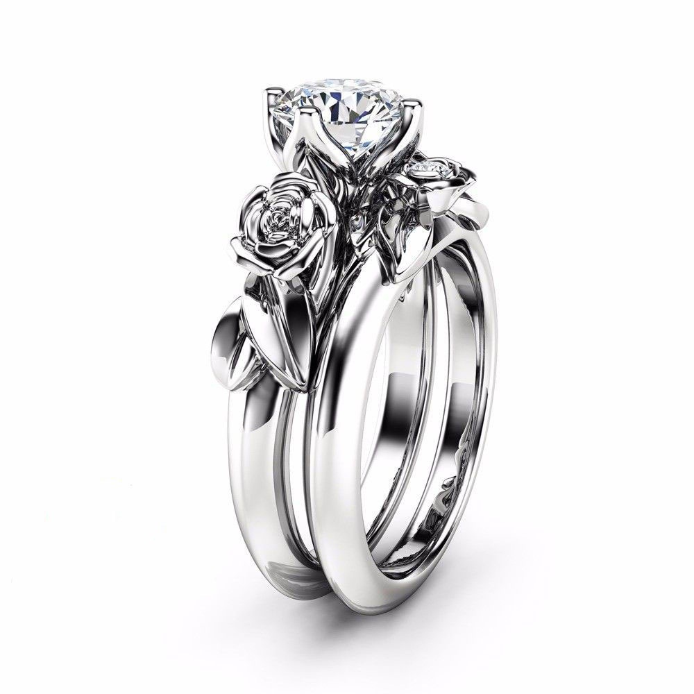 Women'S Gender Plating, Inlay Design Romantic Flower Alloy Plating Inlay Zircon Rings