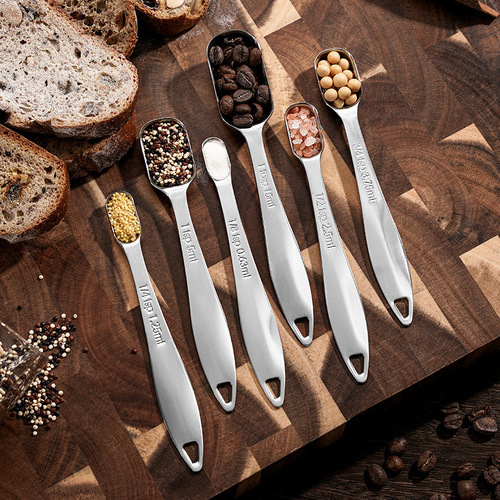 Baking Tools 304 Stainless Steel Measuring Spoon Set Handle Scale Measuring Square Measuring Spoon Kitchen Utensils