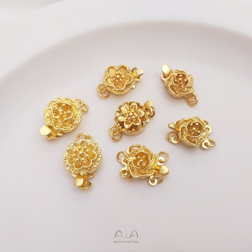 Color-preserving 18K white gold rose flower insert buckle pearl jewelry finishing buckle diy bracelet necklace accessories