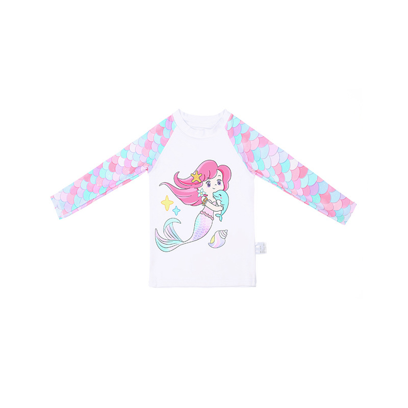 Mädchen Mermaid Schwimmset Langarm Sonnenschutz Fischschuppen_voghion.com