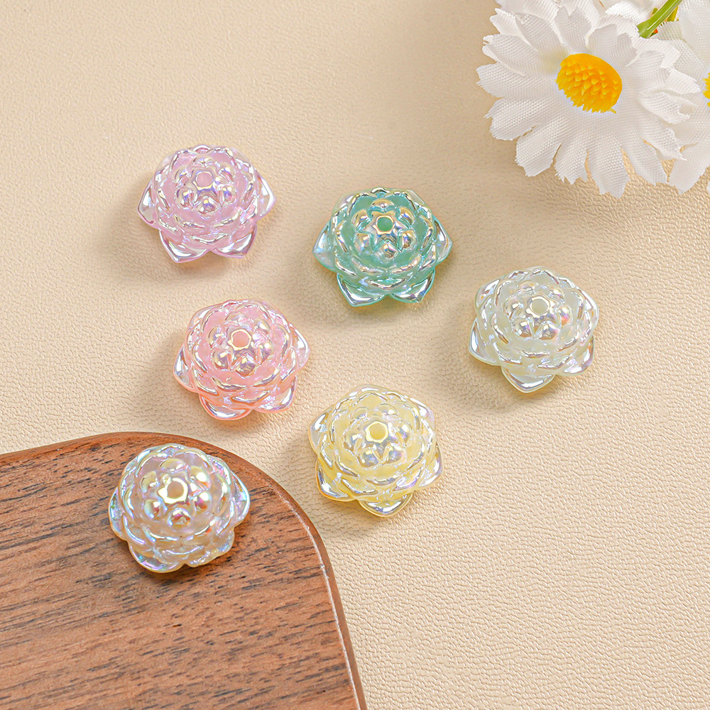 【10-20 piezas】Cuentas de Camelia y Loto 3D con Diseño de Estrella de Mar, Accesorios de Joyería, Cadena para Teléfono, Adorno Colgante para Coche