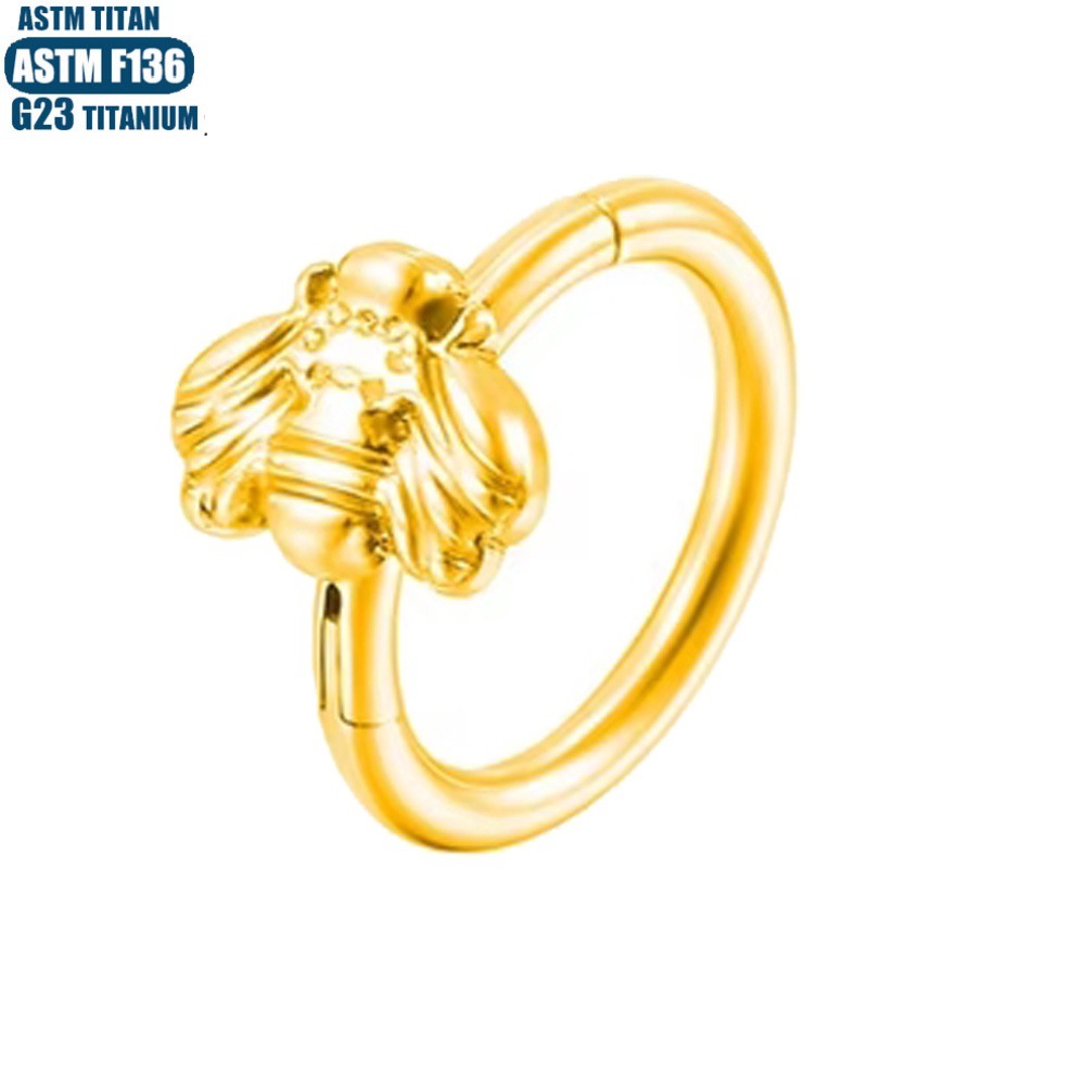 F136 Titanium Piercing Nasal Ring Feather Bee Snake Septum Seamless Ring Tragus Earring detail image 14