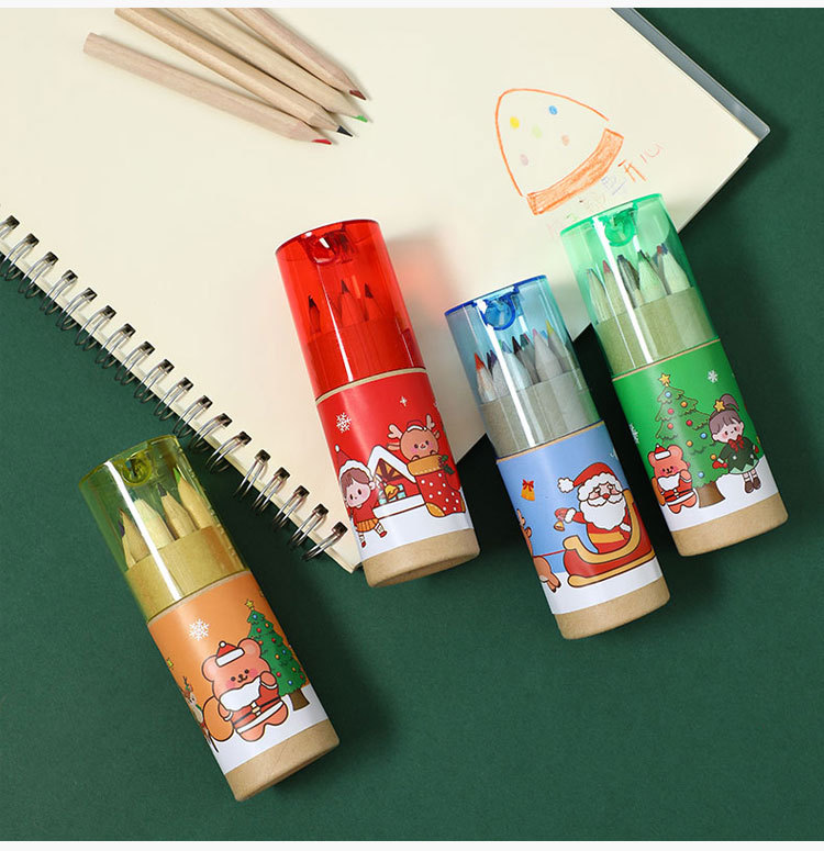 Christmas Small Gifts Present Student Prize 12 Colors Primary School Student Painting Color Pencil 12 Barrels display picture 1