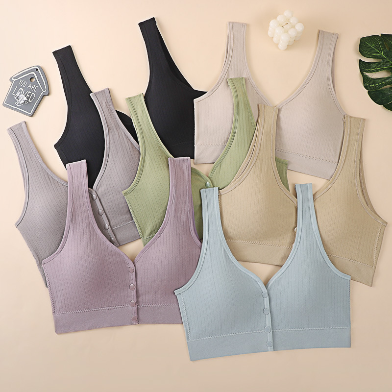 Ropa interior trasera de belleza para mujeres de mediana edad, sujetador estilo chaleco sin anillo de acero con hebilla frontal, sujetador de lactancia para madres de mediana edad y ancianos