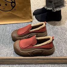 加绒保暖棉鞋女2025秋冬外穿新款一脚蹬乐福鞋防滑软底羊羔毛鞋
