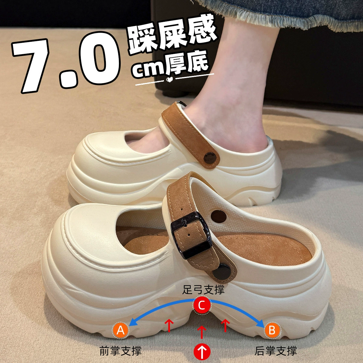 Мэри Джейн пещерная обувь женская летняя арка с толстой подошвой