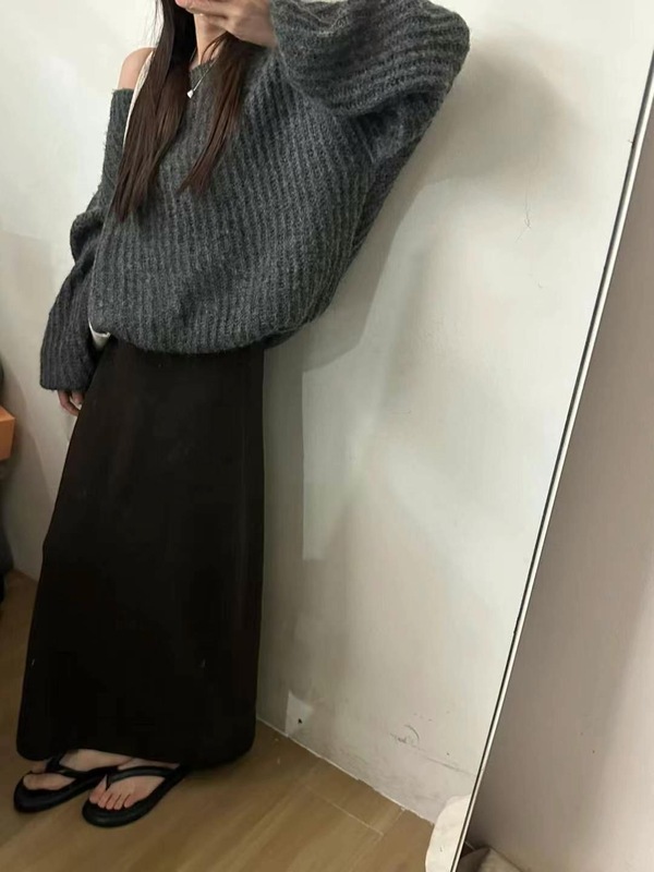秋冬全羊毛半身裙子 高腰显瘦软糯高支绵羊毛针织伞裙大摆A字半裙|undefined