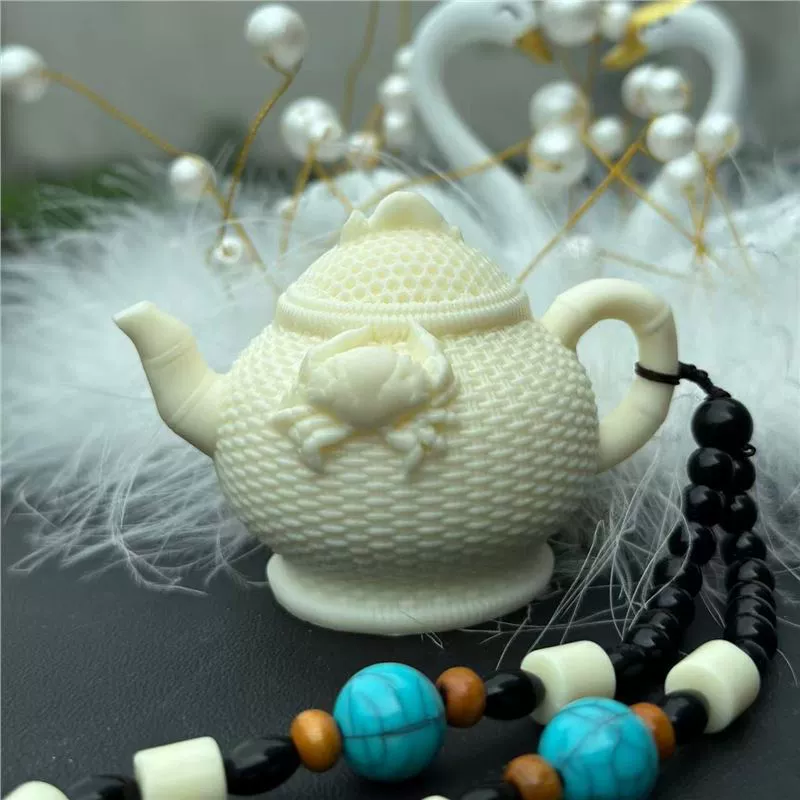 Резная корзина для рыбалки из слоновой кости, горшок с драконом, ручные маленькие украшения, украшения для рукоделия, чайный горшок для домашних животных