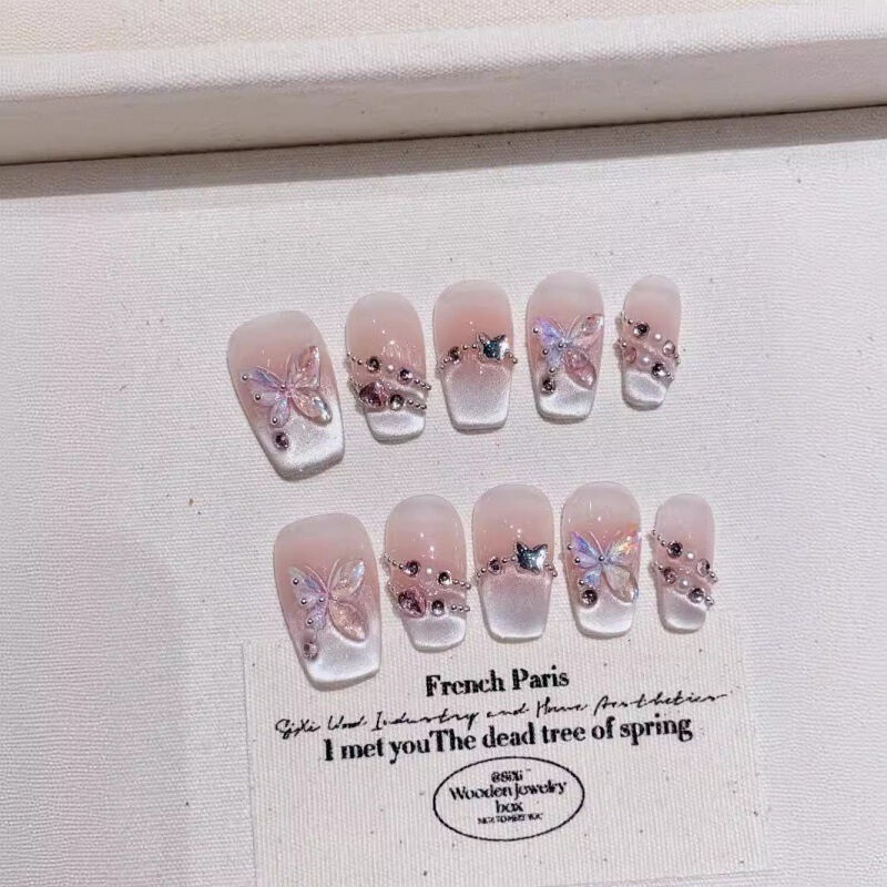 Butterfly Fairy Douyin's Same Style Pure Handmade Manicure Patch Wearable Nail Wholesale Butterfly Cat Eye High-end Accessible Luxury Fashion Butterfly Fairy Douyin's Same Style Pure Handmade Manicure Patch Wearable Nail Wholesale Butterfly Cat Eye High-end Accessible Luxury Fashion