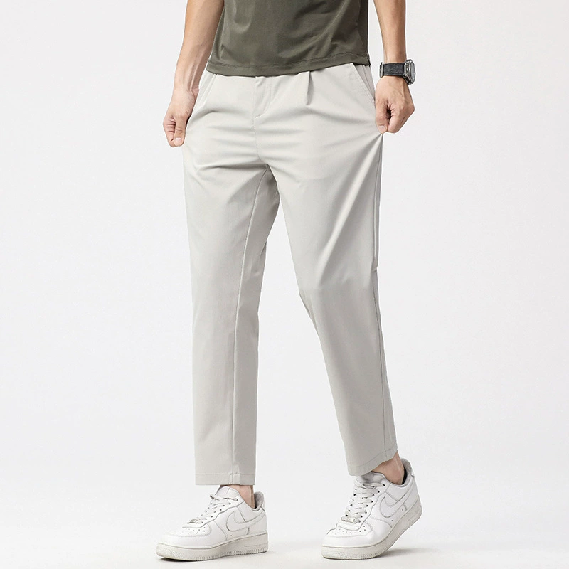 Летние новые укороченные брюки мужские маленькие тонкие свободные повседневные брюки-конусы мужские брюки из шелка прямой вентиляции мужские брюки