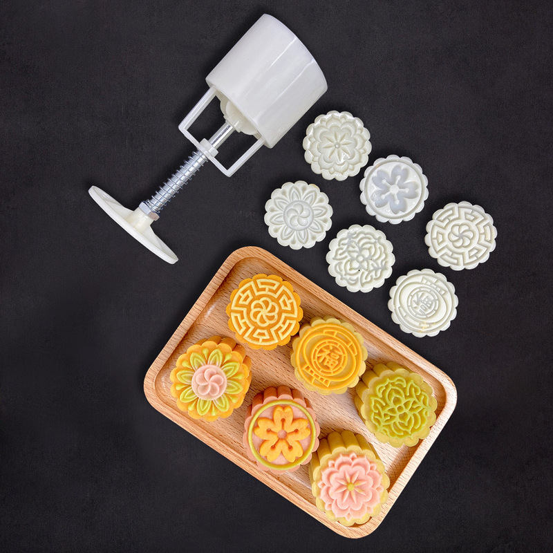 新商品ネット紅創意月餅金型緑豆餅氷皮菓子プレス手押し式家庭用広式焙煎ツール|undefined