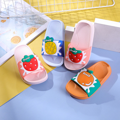 slipper girl summer Cartoon fruit boy Indoor home take a shower non-slip soft sole Children baby Sandals wholesale
