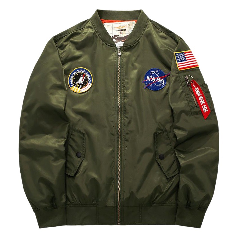 Chaqueta de cuello de pie casual de los hombres collar bordado MA01 piloto americano primavera y otoño más tamaño ropa de moda