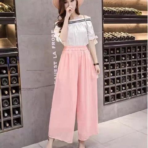 Chiffon wide-leg pants, large size, fat MM, loose high-waist pants and skirt, long nine-cent