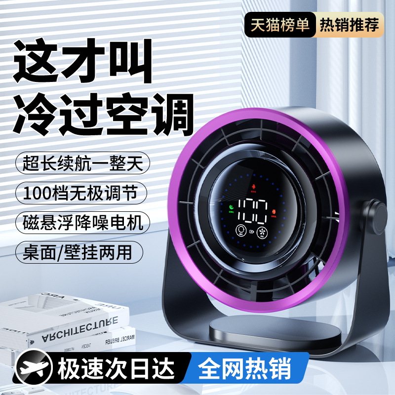 Desktop Fan Circulating High Wind Turbine Office Desk Home Student Dormitory Wall-Mounted Silent Rechargeable Fan