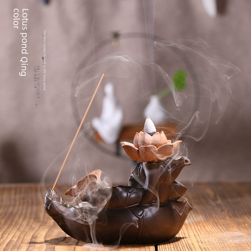 Поставки керамического аромафурна inverted incense burner creative lotus pond moonlight incense burner tea ceremony incense burner lotus lotus leaf