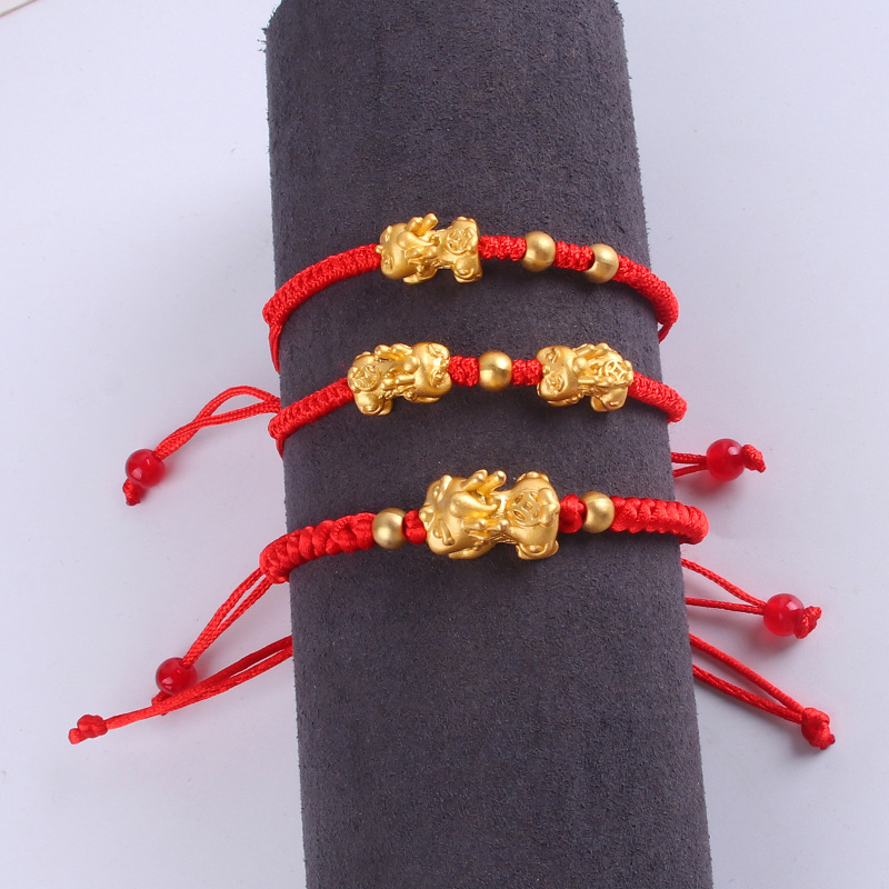 New Vietnam electroplated sand gold craft bracelet adjustable red rope bracelet for men and women holiday gift in stock wholesale