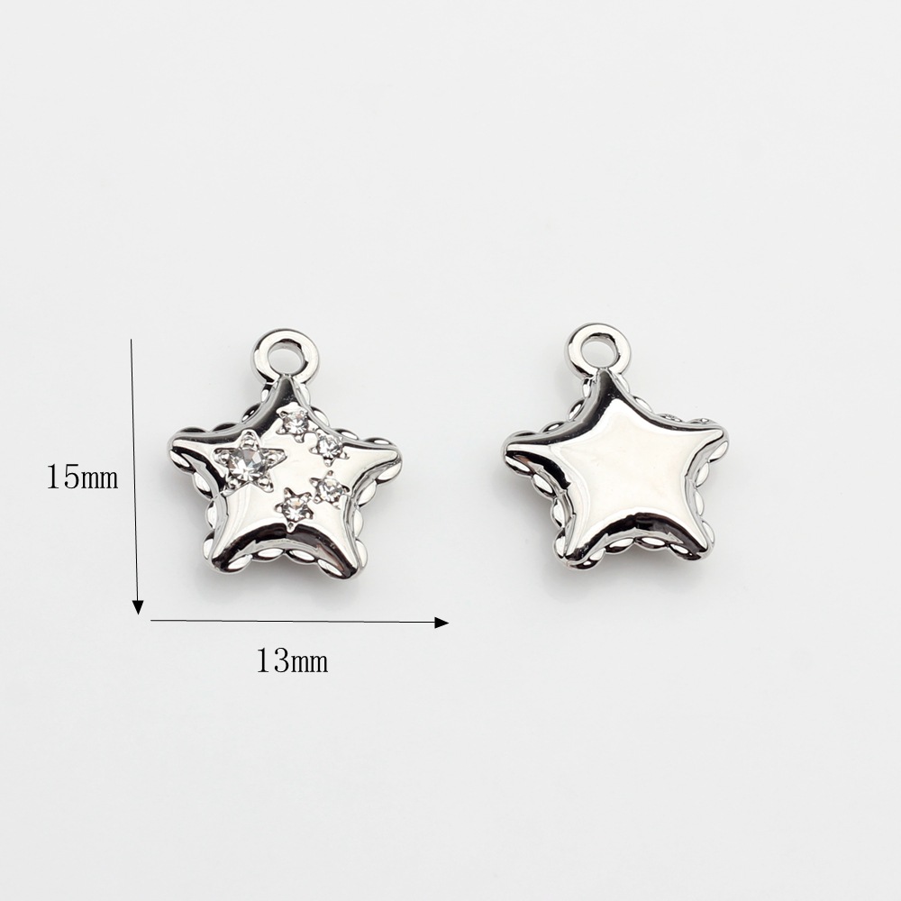 50g Weight Pendant Jewelry Making Type Rhinestones Inlay Material DIY Jewelry Accessories Classification 10 PCS/Package Quantity Alloy Material Star, Heart Shape Pattern Plating, Inlay Design Simple Style Style 10 PCS/Package Alloy Rhinestones Star Heart Shape Pendant 5
