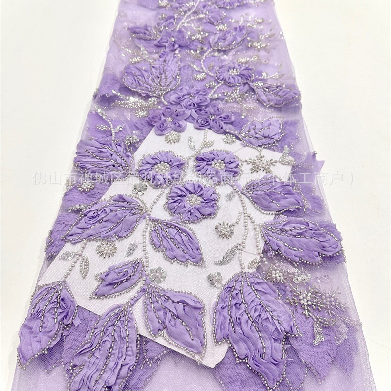 Tubo de cuentas con tela de flor de encaje fresco y hermoso vestido de novia de alta calidad cena falda de baile vestido tela