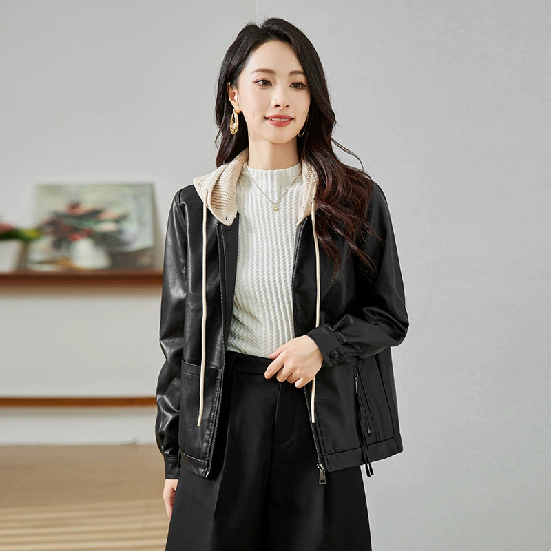 24 новые съемные трикотажные кожаные куртки женские короткие кожаные куртки осень-зима повседневные Pu модные дикие куртки