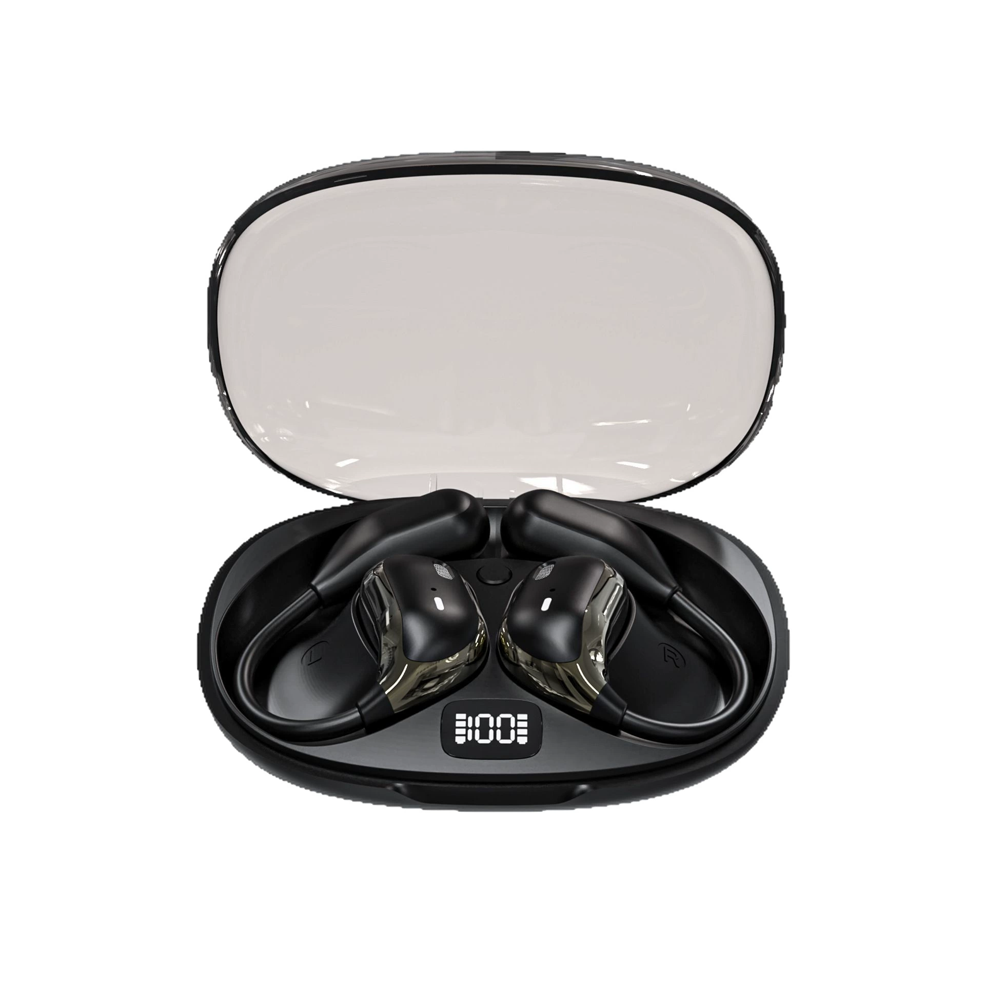 новый JM15 прозрачные открытые Bluetooth наушники OWS умный цифровой дисплей сверхдолгая работа аккумулятора спортивные наушники