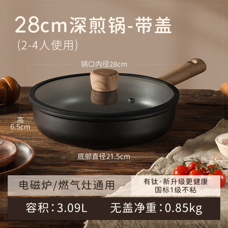 Nueva sartén de titanio, sartén antiadherente, sartén doméstica para freír bistec y huevos, sartén de titanio ligera para cocina de inducción.