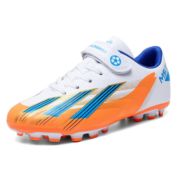 Cross-Border Free Shoe Velcro Breathable Children's Football Shoes Campus Football Sports Shoes Professional Non-Slip Training Shoes
