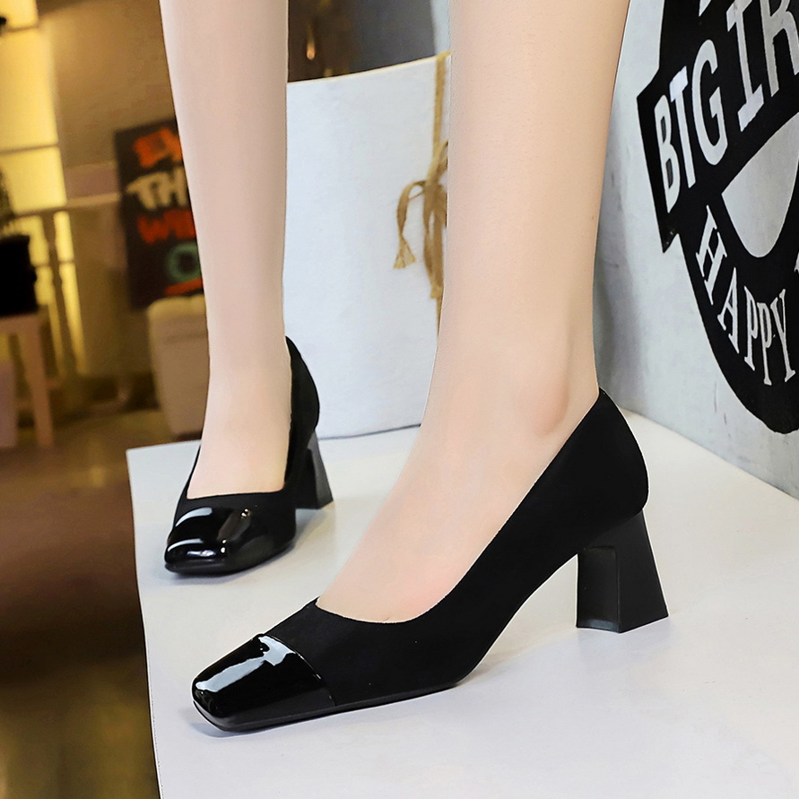 Fashionable Mid-heel Pumps With Suede Patchwork For Women_voghion.com
