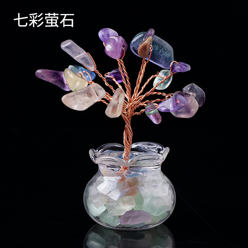 天然水晶发财树水晶树水晶摆件聚宝盆水晶摆件招财摆件水晶树摆件|undefined