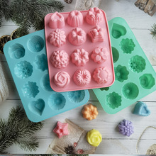 硅膠12花草形狀冰塊模花草冰格巧克力布丁果凍模diy蛋糕硅膠模具