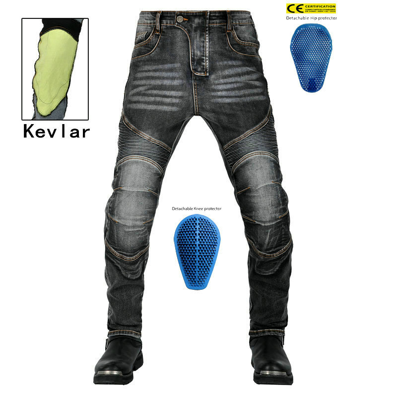 VOLERO motocicleta jeans hombres Kevlar resistente al desgarro motocicleta montar pantalones resistentes a la caída equipo de protección de silicona