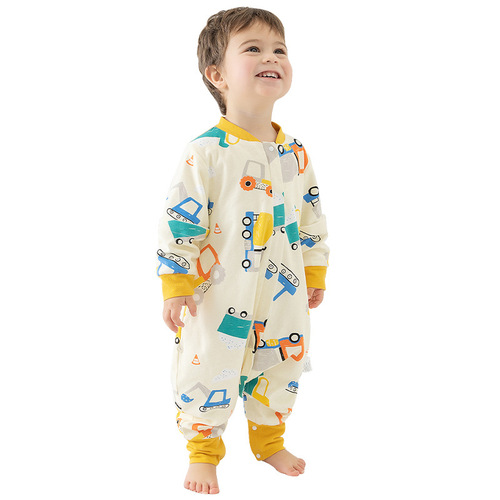 Baby sleeping bag spring and autumn double-layer pure cotton baby sleeping bag autumn and winter children leg opening air-conditioned room anti-kicking cover all seasons universal