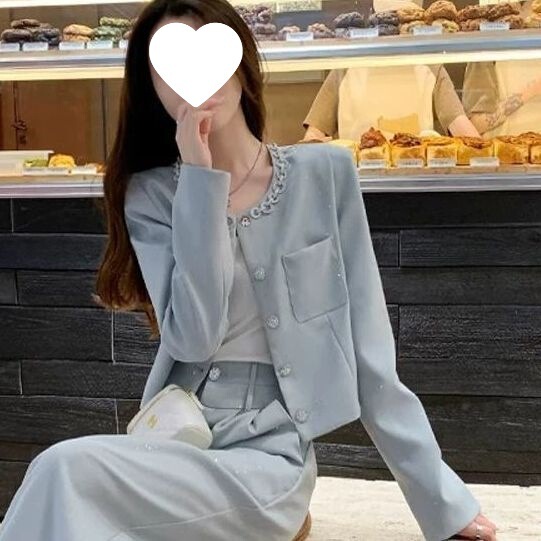 早秋穿搭一整套女装职业小香风减龄气质网红炸街阔腿裤两件套显瘦|undefined