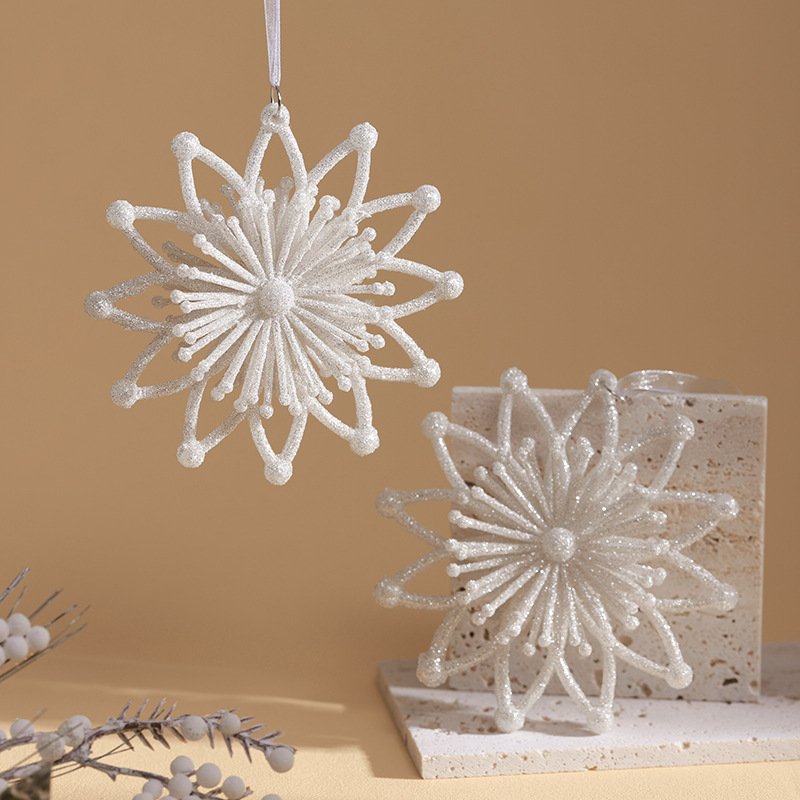 Ventas transfronterizas de champán de Navidad, colgantes de polvo brillante, colgantes de nieve, adornos de árbol de Navidad, props de disparo