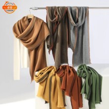 内蒙古新品上市轻缩男女士羊毛人字纹格纹围巾保暖百搭男款围脖