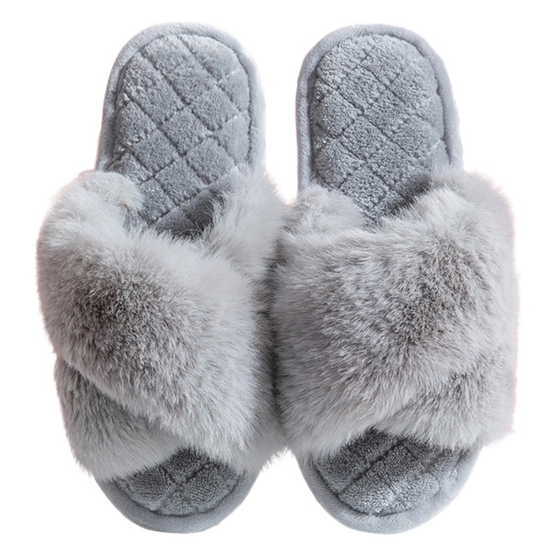 Transfronterizo Amazon PVC zapatillas de invierno de felpa cross-floor Zapatillas de algodón interior hogar cálido zapatillas de felpa